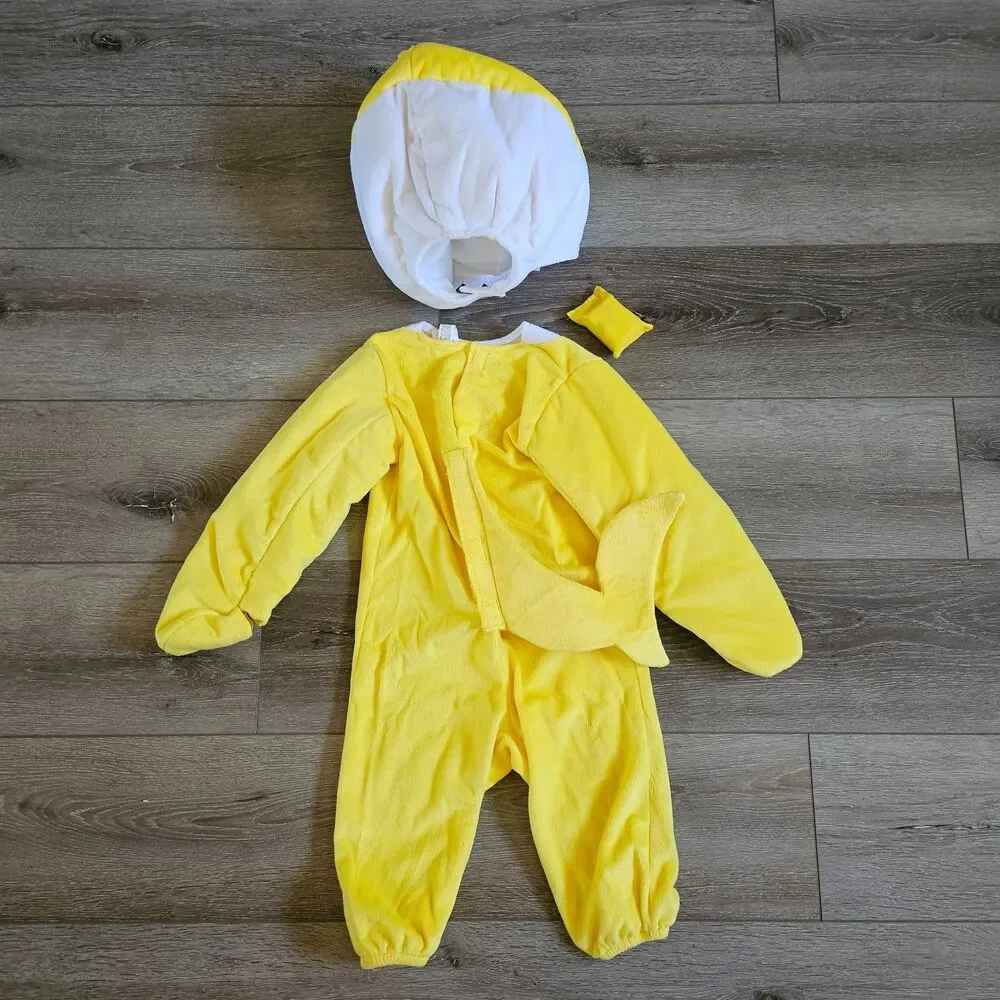Baby Shark Costume Bodysuit w/ hat and fin Yellow Toddler Size 2T Worn once